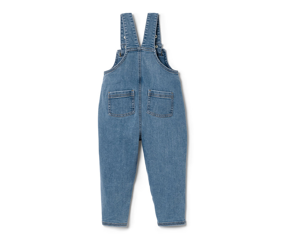 Vue arrière d'une salopette en denim.
