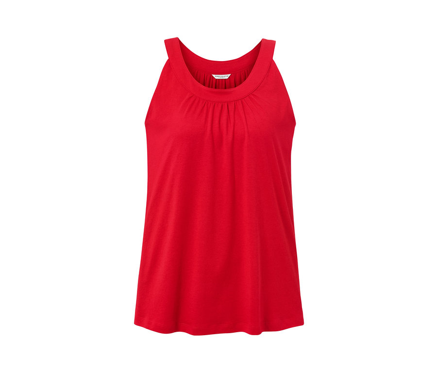 Haut rouge sans manches.