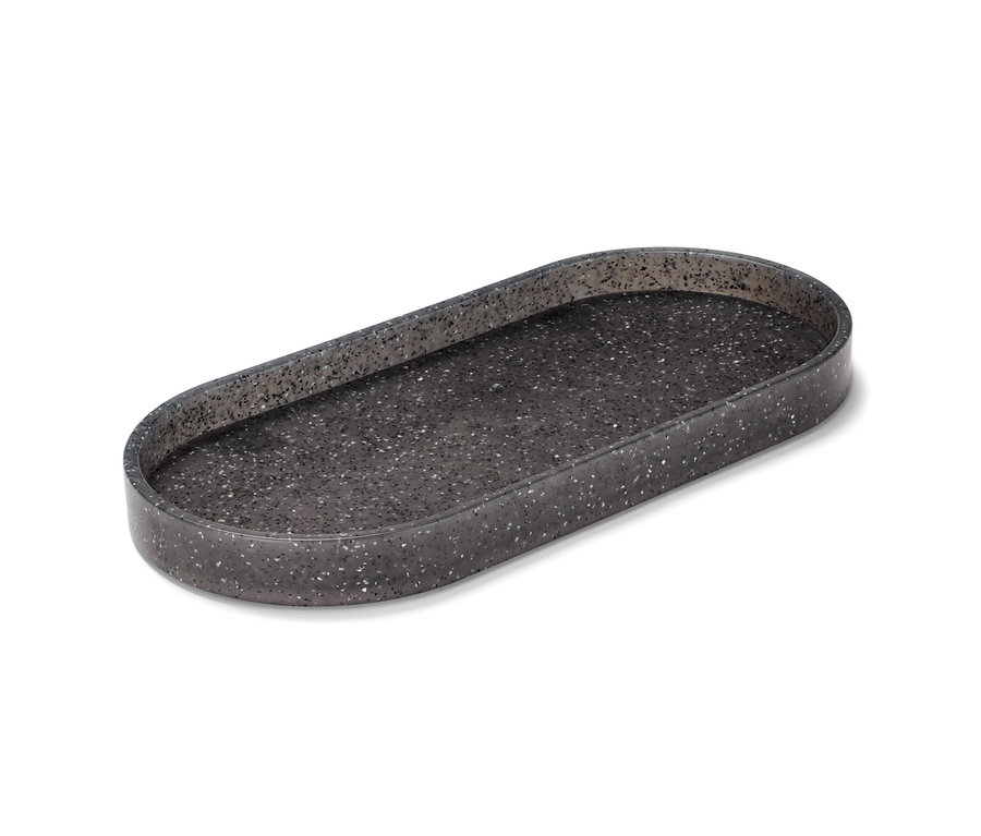 Comptoir de cuisine ovale aspect granit.