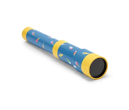 Jouet-lunette d’approche bleue avec motifs de crèmes glacées.