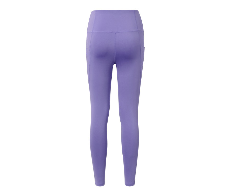 Vue détaillée d'un legging de sport 7/8 lilas.