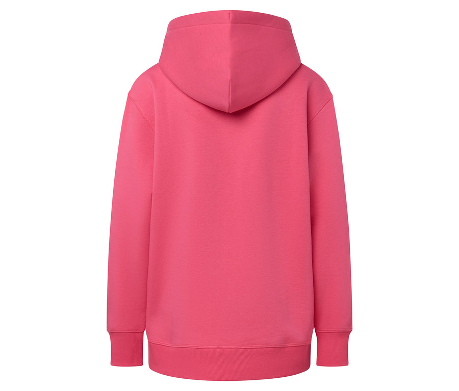 Arrière d'un sweat à capuche rose.