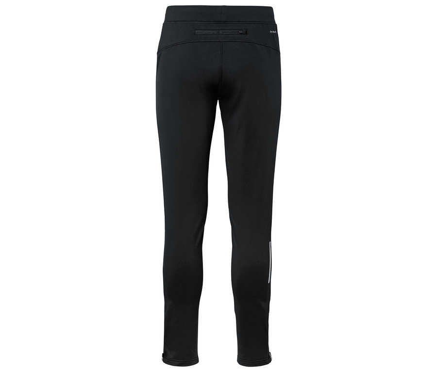 Collant de sport noir avec une bande réfléchissante en bas de la jambe.