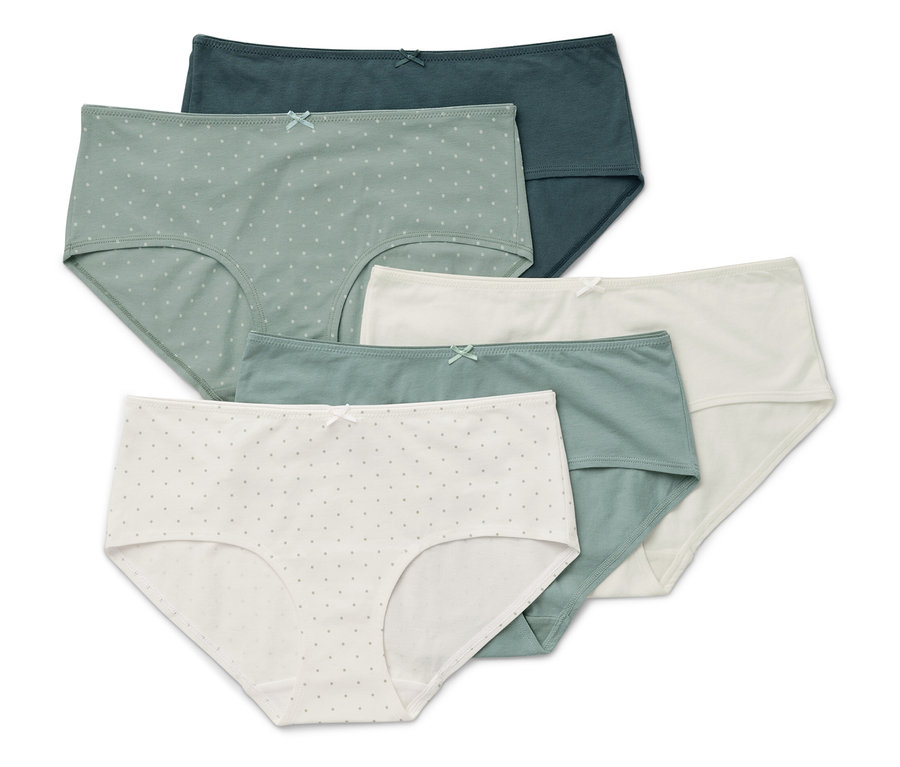 Un ensemble de six culottes pour femmes de différentes couleurs et motifs.