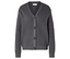 Cardigan en tricot gris avec col en V et quatre boutons.