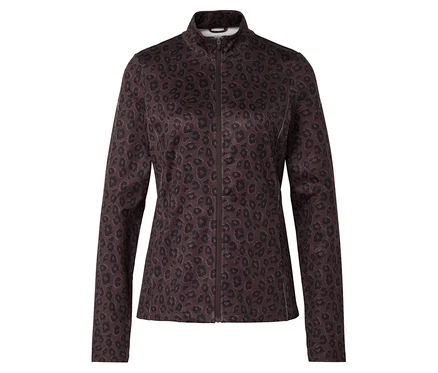 Veste zippée intégrale à motif léopard.