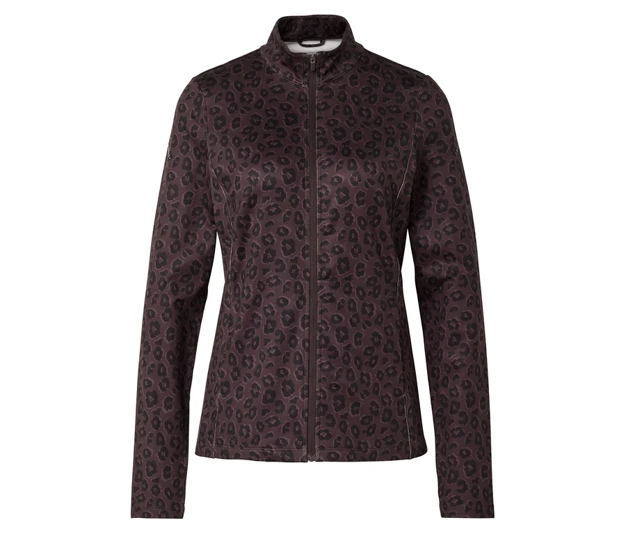 Veste zippée intégrale à motif léopard.