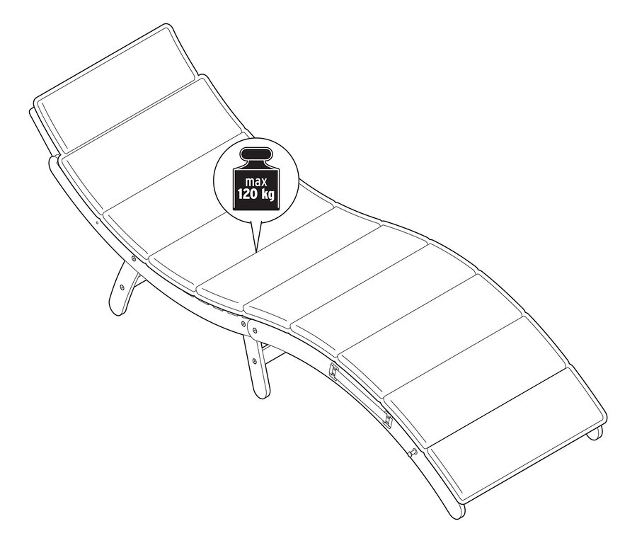 Chaise longue de jardin pliable en forme de vague.