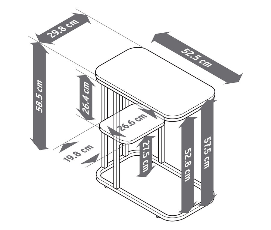 Illustration d'une table d'appoint avec des mesures.
