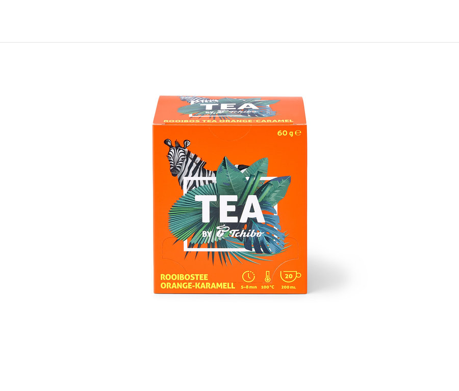 Boîte de TEA by Tchibo Rooibos orange-caramel – 8x 20 sachets.