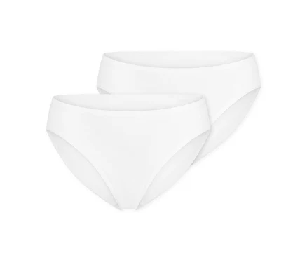 Deux culottes blanches, l'une légèrement derrière l'autre.