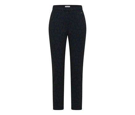 Pantalon en jersey CECIL foncé avec un imprimé subtil sur toute la surface, une taille élastique et un cordon de serrage.