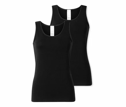 Deux tops à bretelles SCHIESSER noirs.