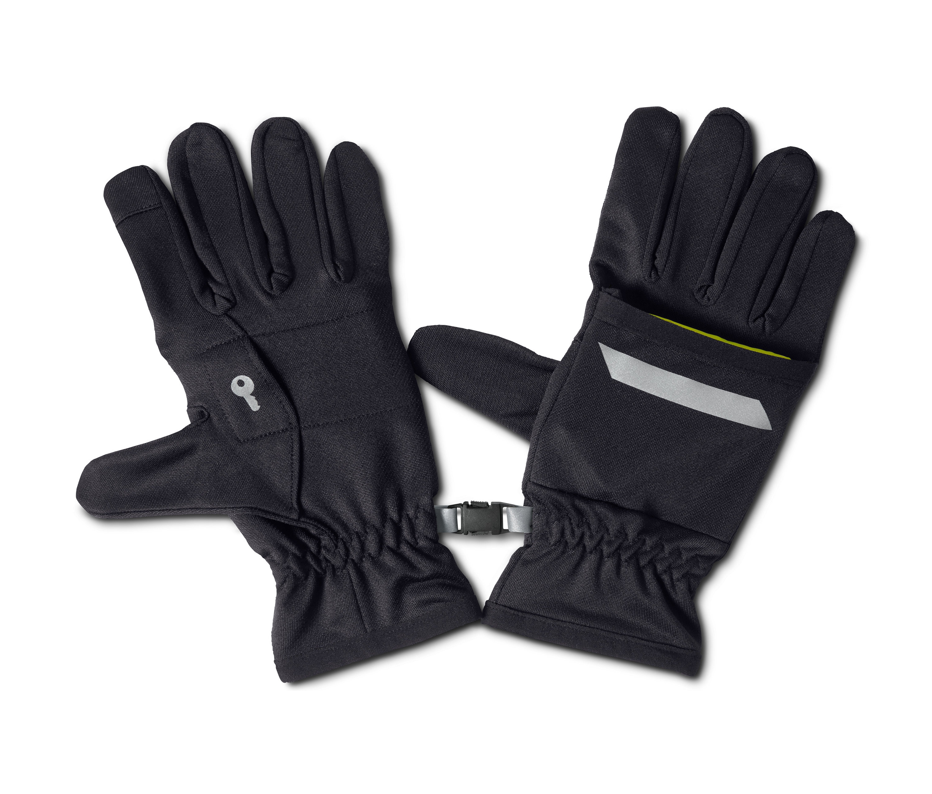 Deux gants de course 2 en 1 noirs sont posés l'un à côté de l'autre.