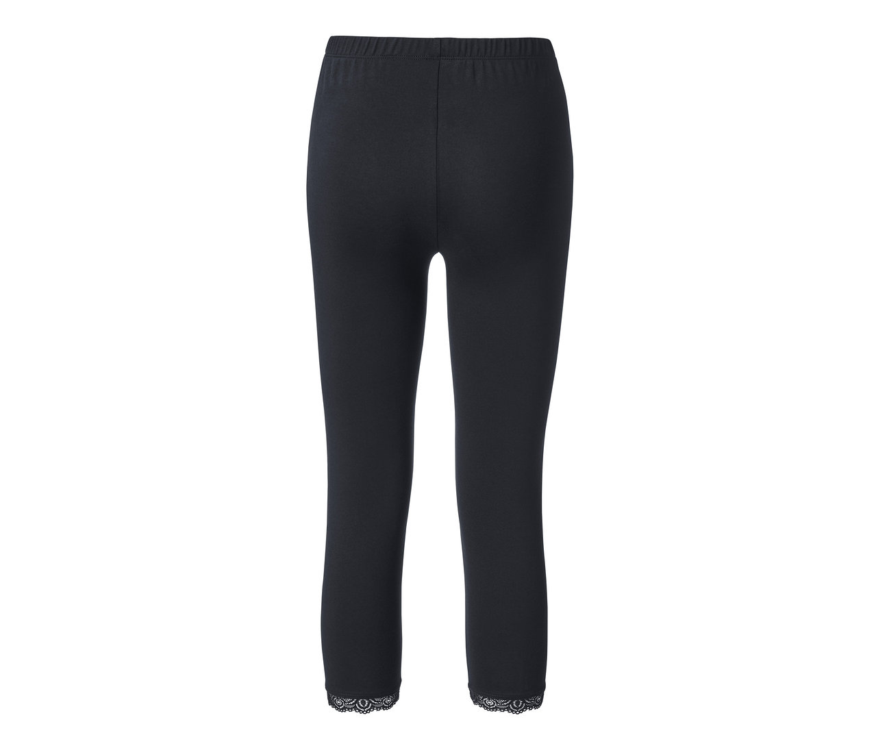 Legging 3/4 noir avec bordure en dentelle.