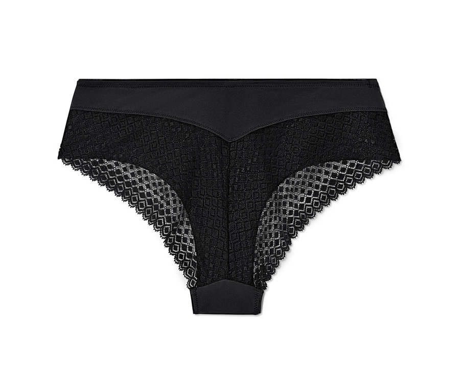 2 slips brésiliens noirs avec de la dentelle.