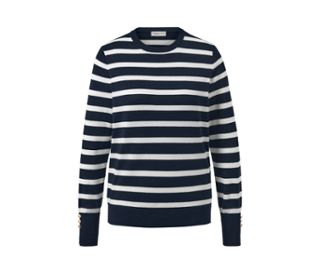 Bleu foncé-blanc crème à rayures