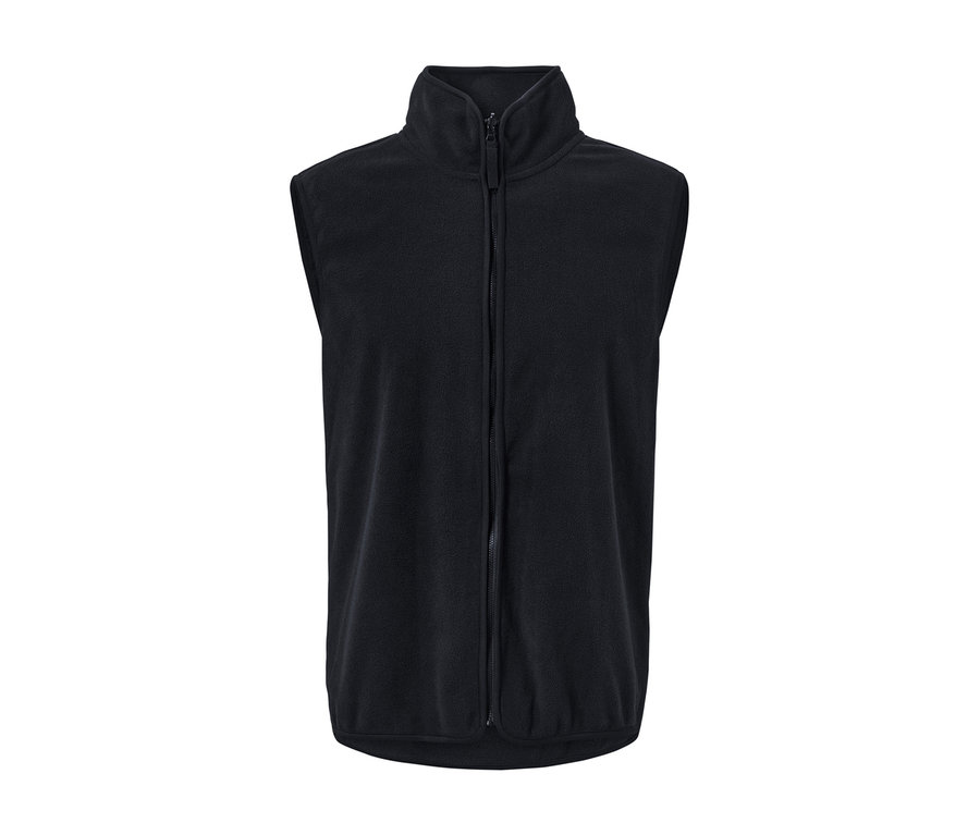 Veste d'extérieur noire avec gilet et fermeture éclair au milieu.