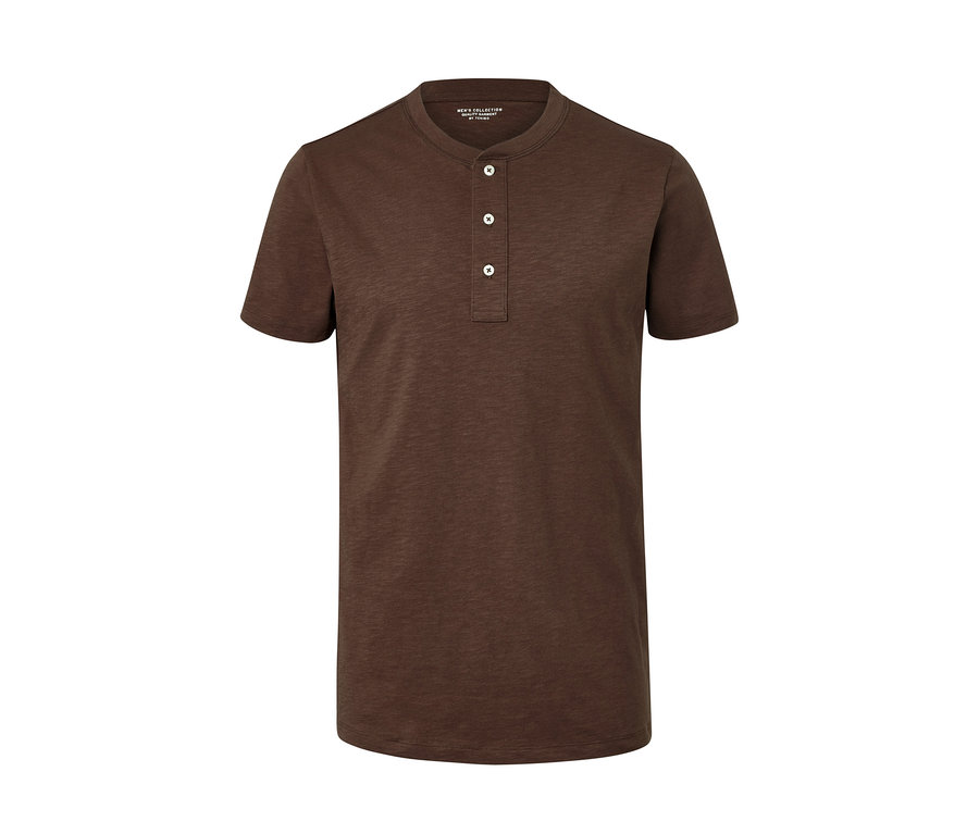 Henley à manches courtes marron.