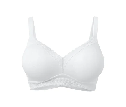 Soutien-gorge souple blanc avec dentelle.