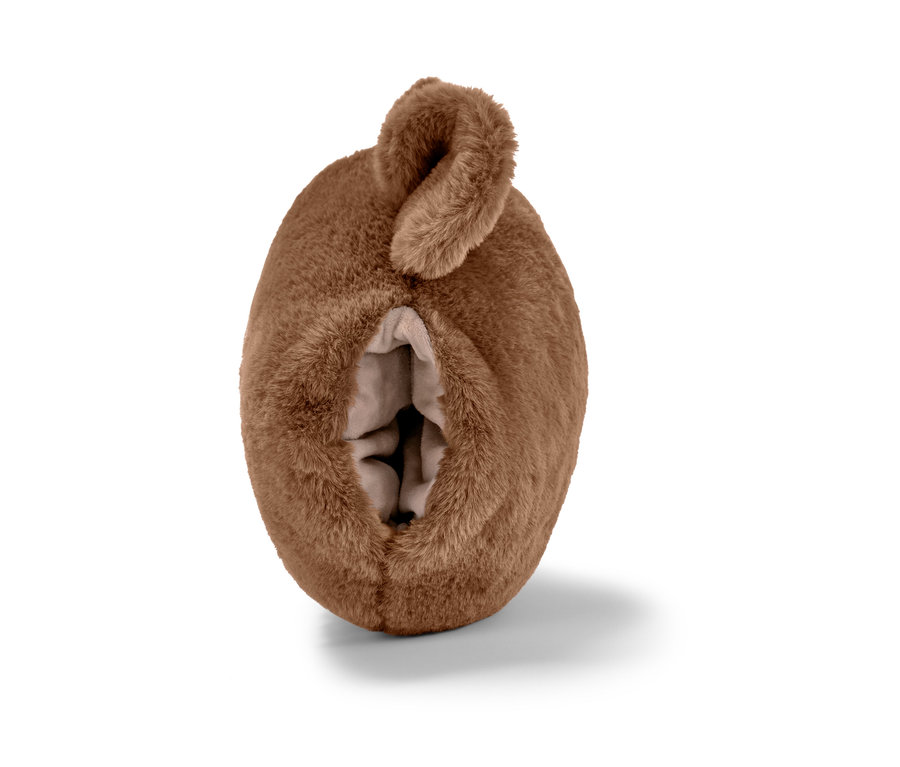 Coussin en peluche « ours » marron.
