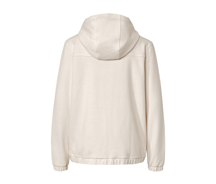 Vue arrière d'une jaquette en sweat blanc crème.