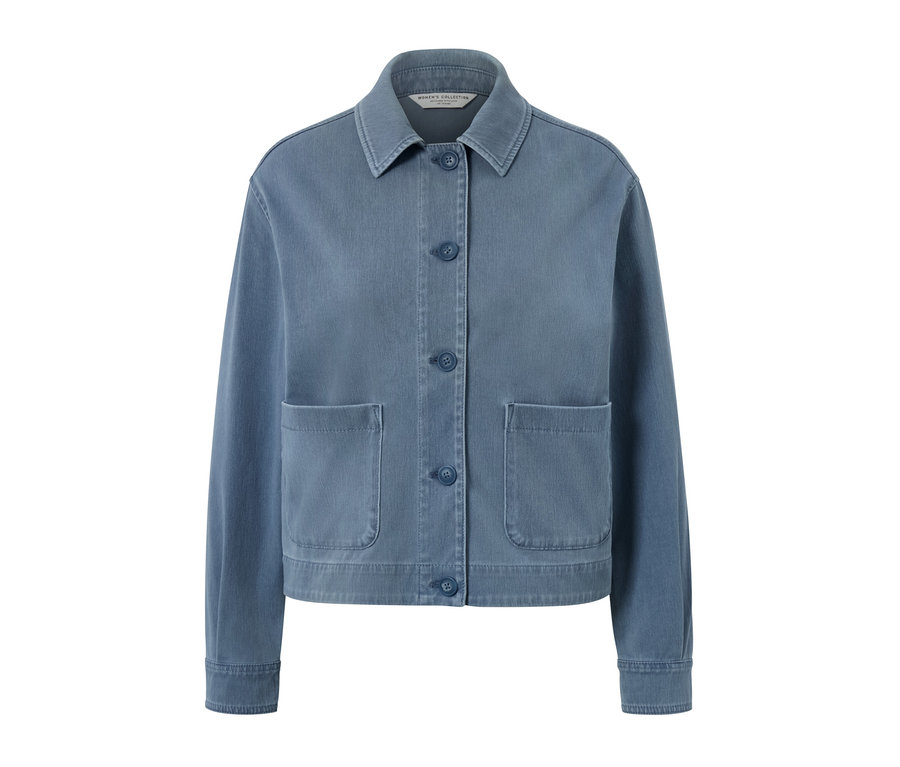 Veste en jersey aspect jean bleu avec boutons et poches.