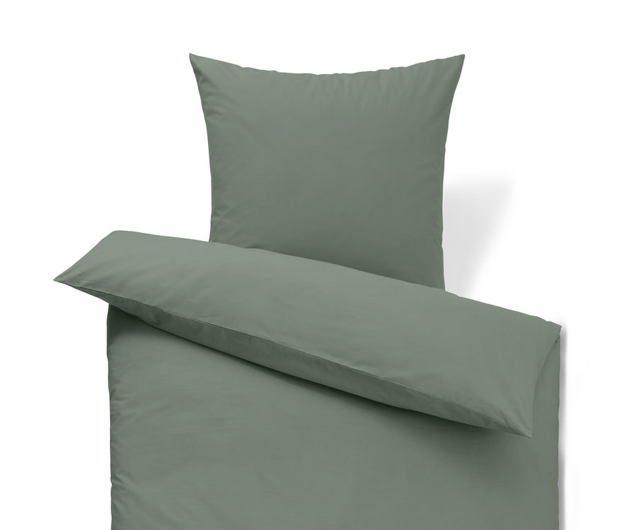 Parure de lit en percale verte, taille standard et grande taille.