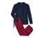 Pyjama pour homme bleu marine avec un pantalon en flanelle à carreaux rouge et bleu marine.