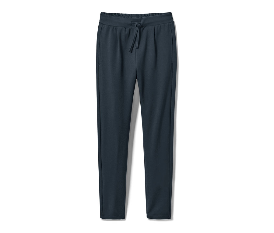 Un pantalon de survêtement bleu marine pour enfant avec un cordon de serrage à la taille.