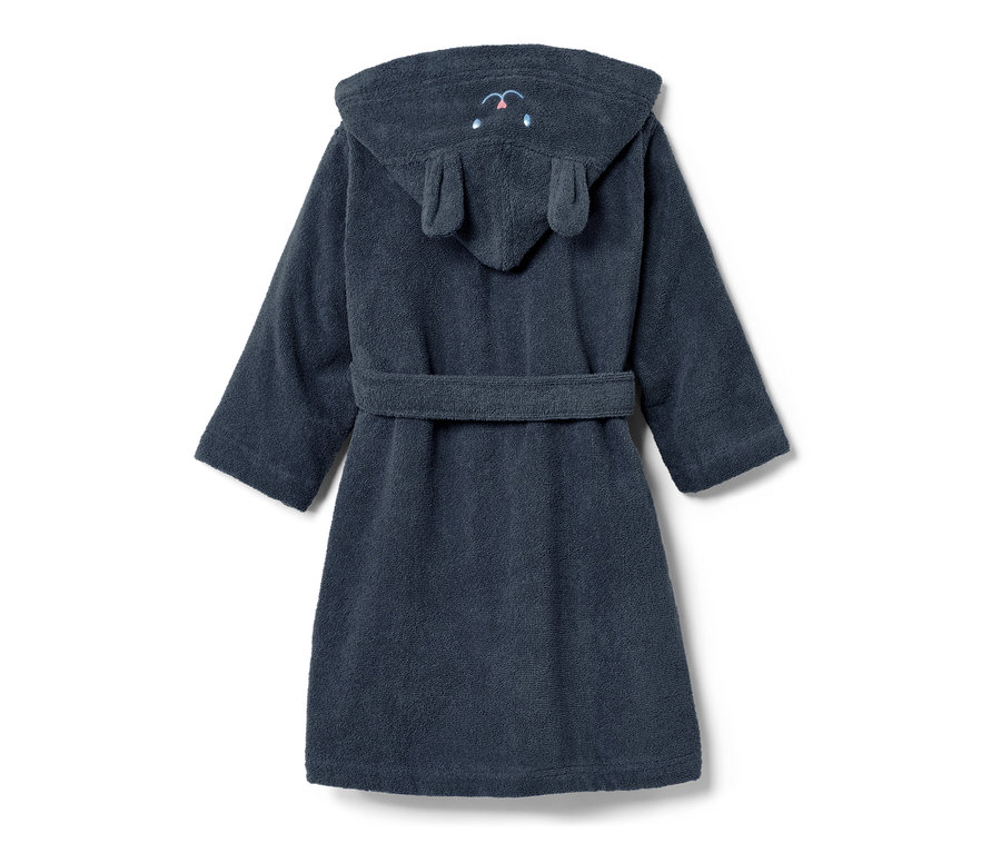 Peignoir pour enfant bleu avec capuche et oreilles.