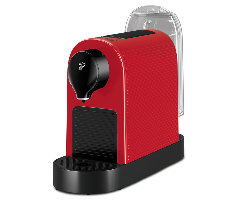 Une machine à café rouge Cafissimo pure+.