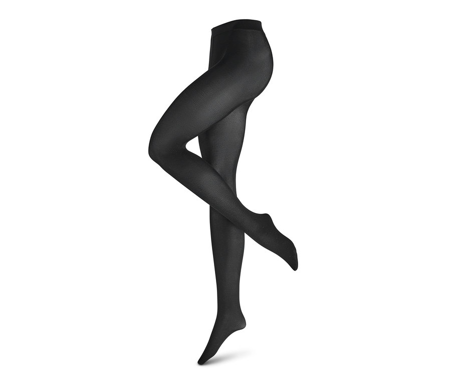 Jambes de mannequin portant 2 paires de collants fins noirs, 40 DEN.