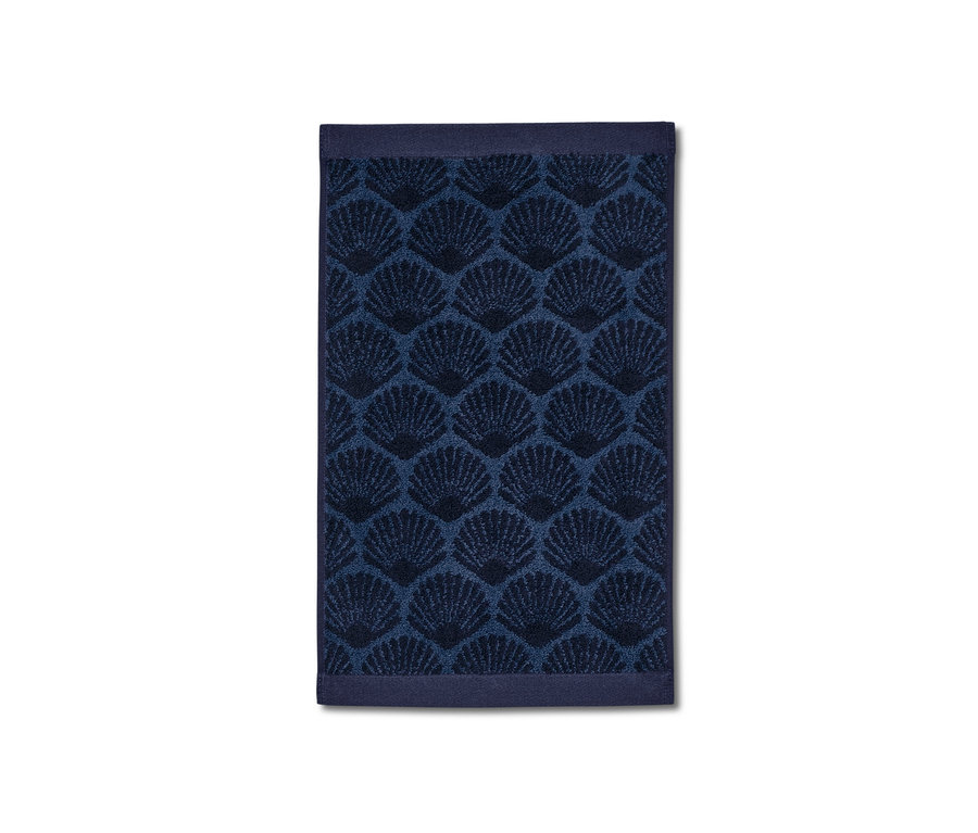 Serviette bleue « Coquililage » avec motif de coquillages.