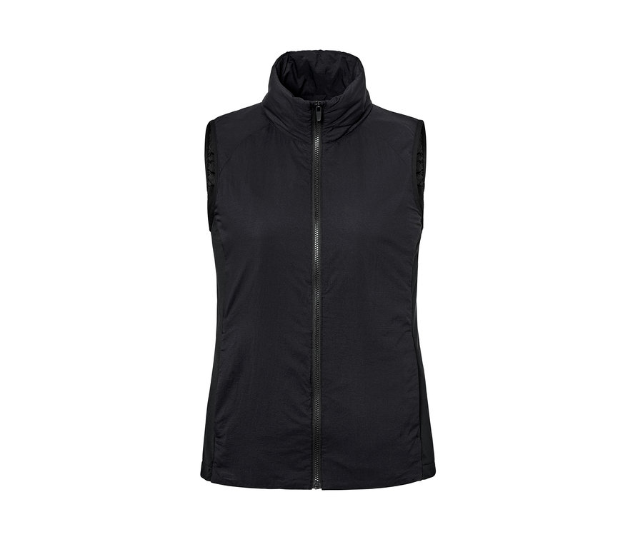 Un gilet sans manches de sport noir avec fermeture éclair.