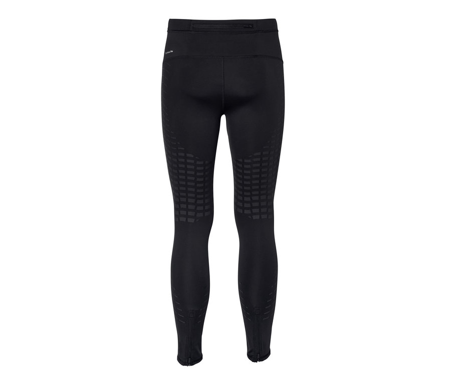 Legging de sport noir avec motif géométrique.