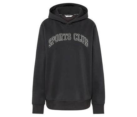 Sweat à capuche noir avec inscription sport.