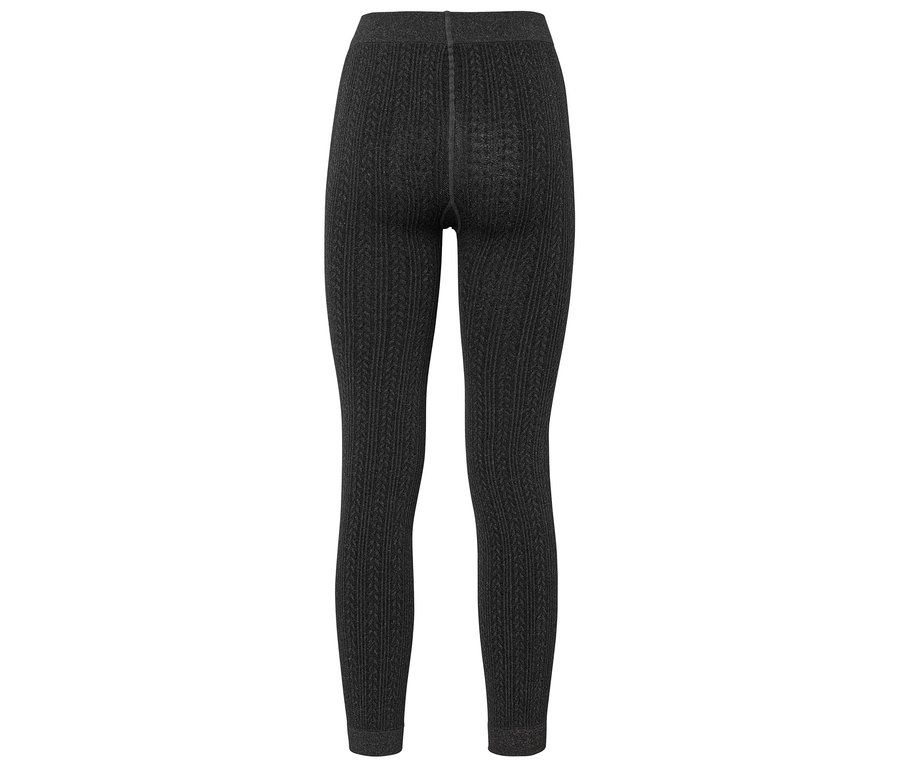 Vue détaillée de l'arrière d'un legging en tricot noir.