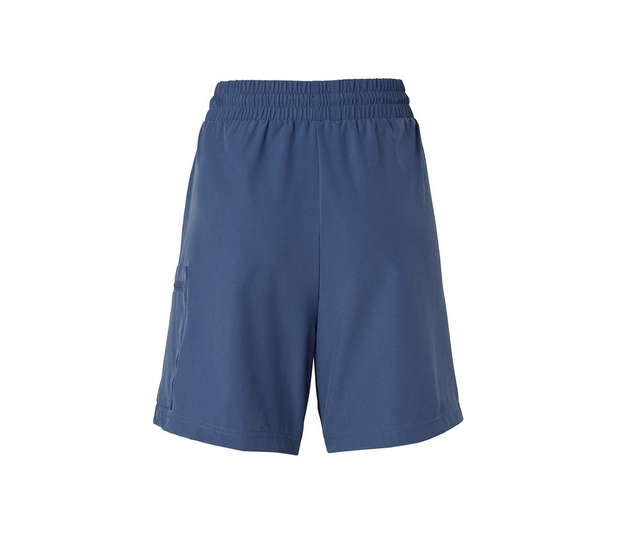 Short pliable bleu avec taille élastique.