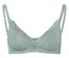 Soutien-gorge en dentelle verte avec de fines bretelles.