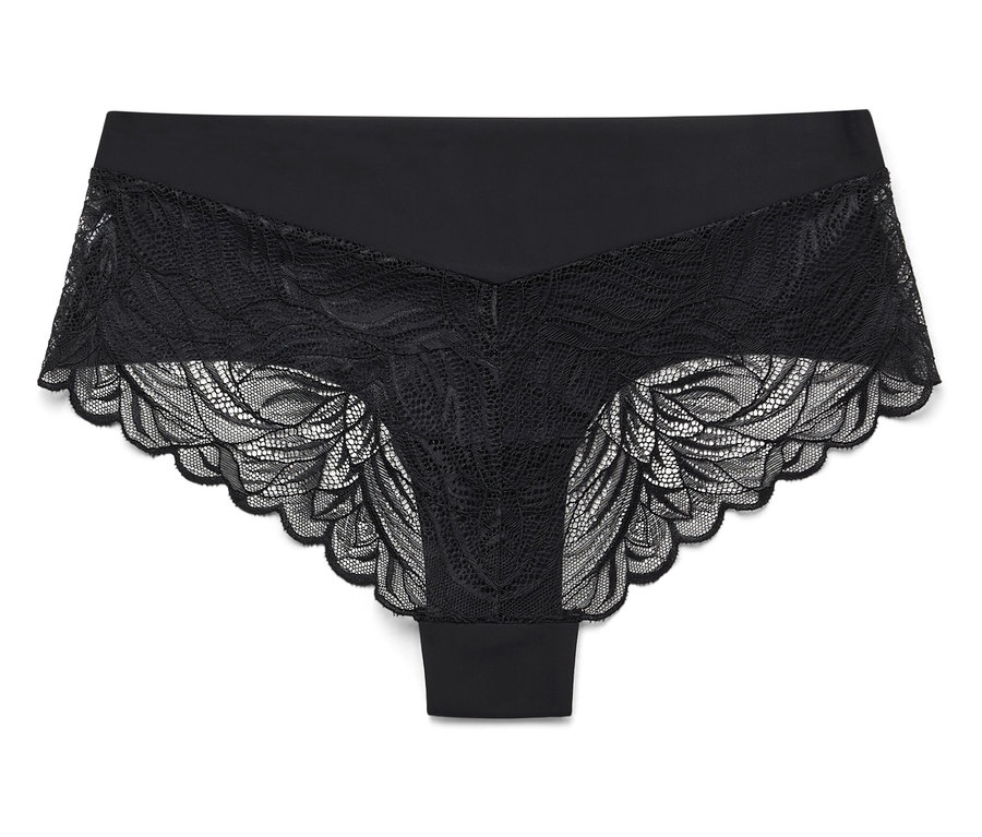 Culotte hipster noire pour femme avec dentelle florale.