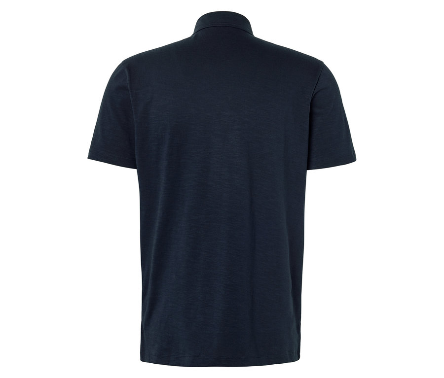 Vue arrière d'un polo bleu marine.