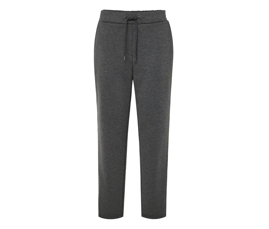 Pantalon de survêtement gris avec cordon de serrage à la taille.