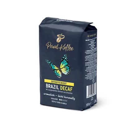 Paquet de Privat Kaffee Brazil Decaf en grains – 500 g.