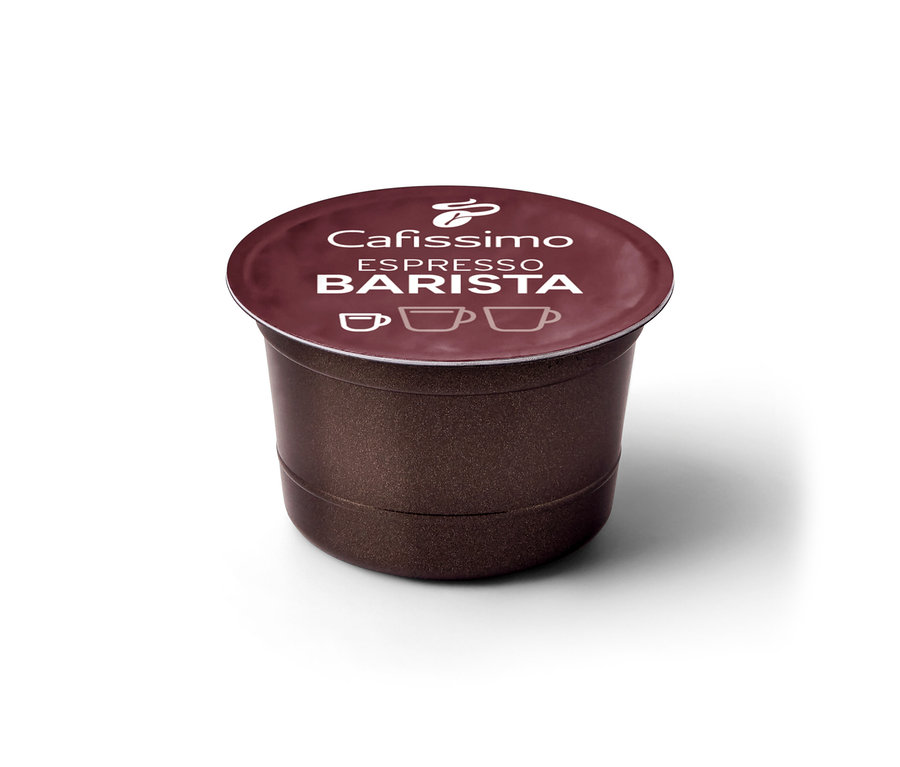 Gros plan d'une capsule de café brun Cafissimo BARISTA Espresso.
