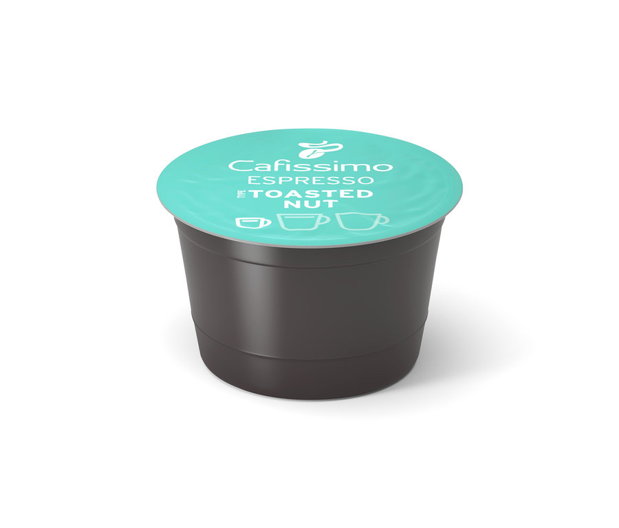 Une capsule Cafissimo Flavoured Espresso - Toasted Nut sur fond blanc.