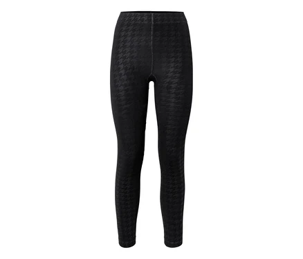 Legging noir long avec un motif pied-de-poule discret.