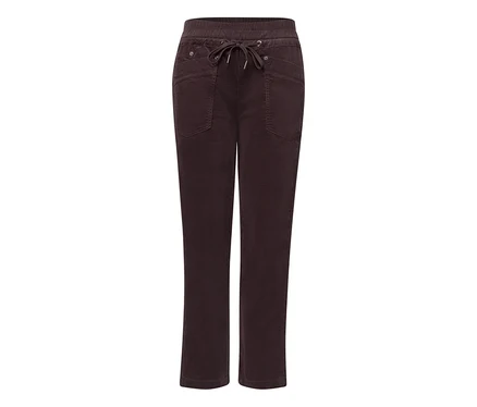 Pantalon Street One Bonny marron avec taille élastique et cordon de serrage.