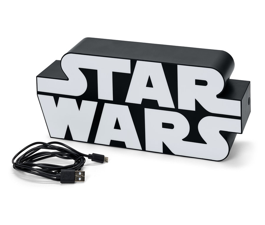 Lampe Star Wars noire et blanche avec câble.