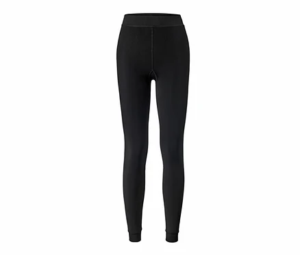 Un legging noir doublé sur fond blanc.